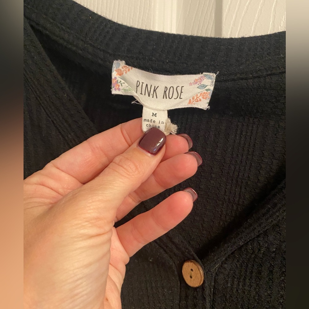 Pink Rose Button Top - Picture 2 of 3